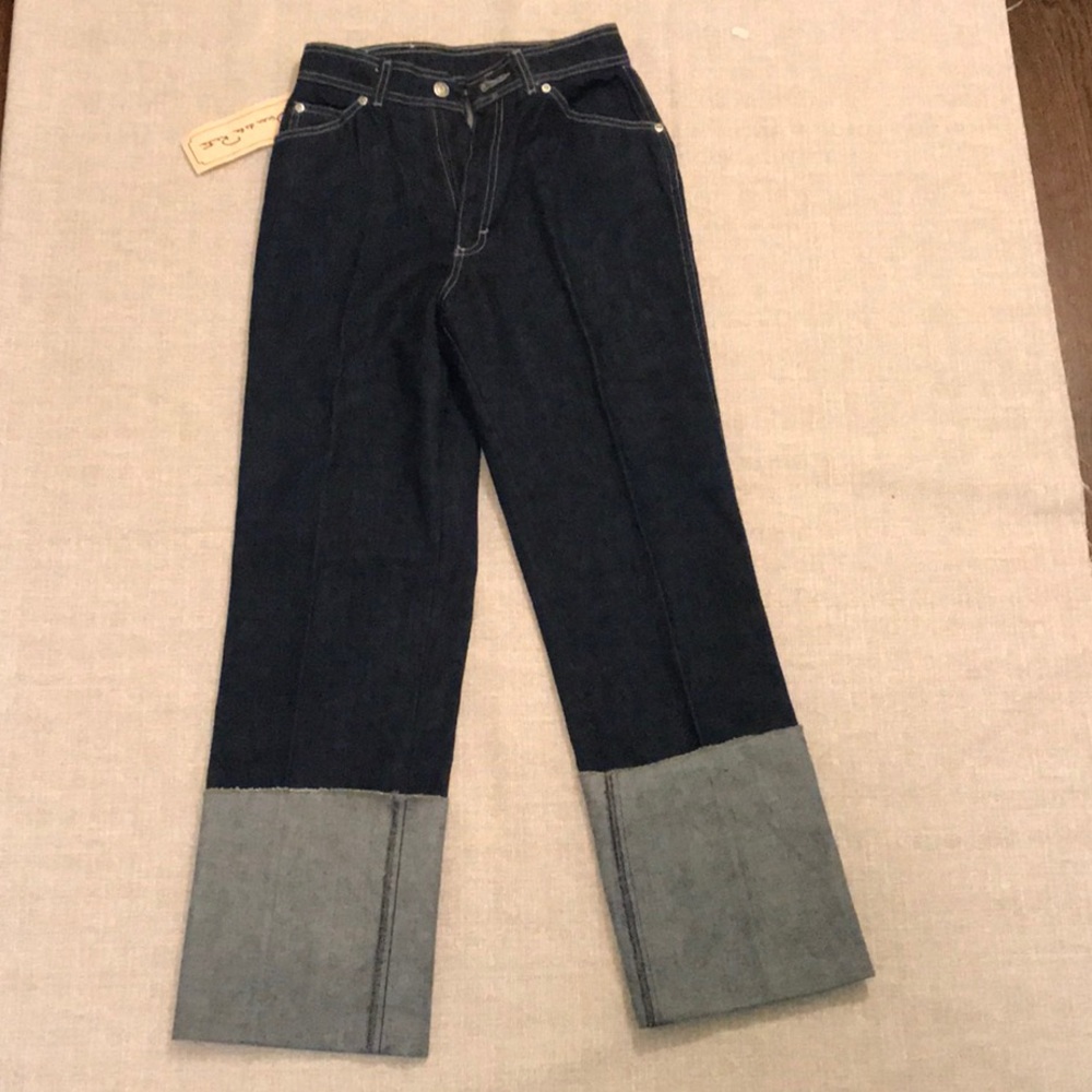 Vintage NWT Oscar de la Renta cuff wide leg jeans